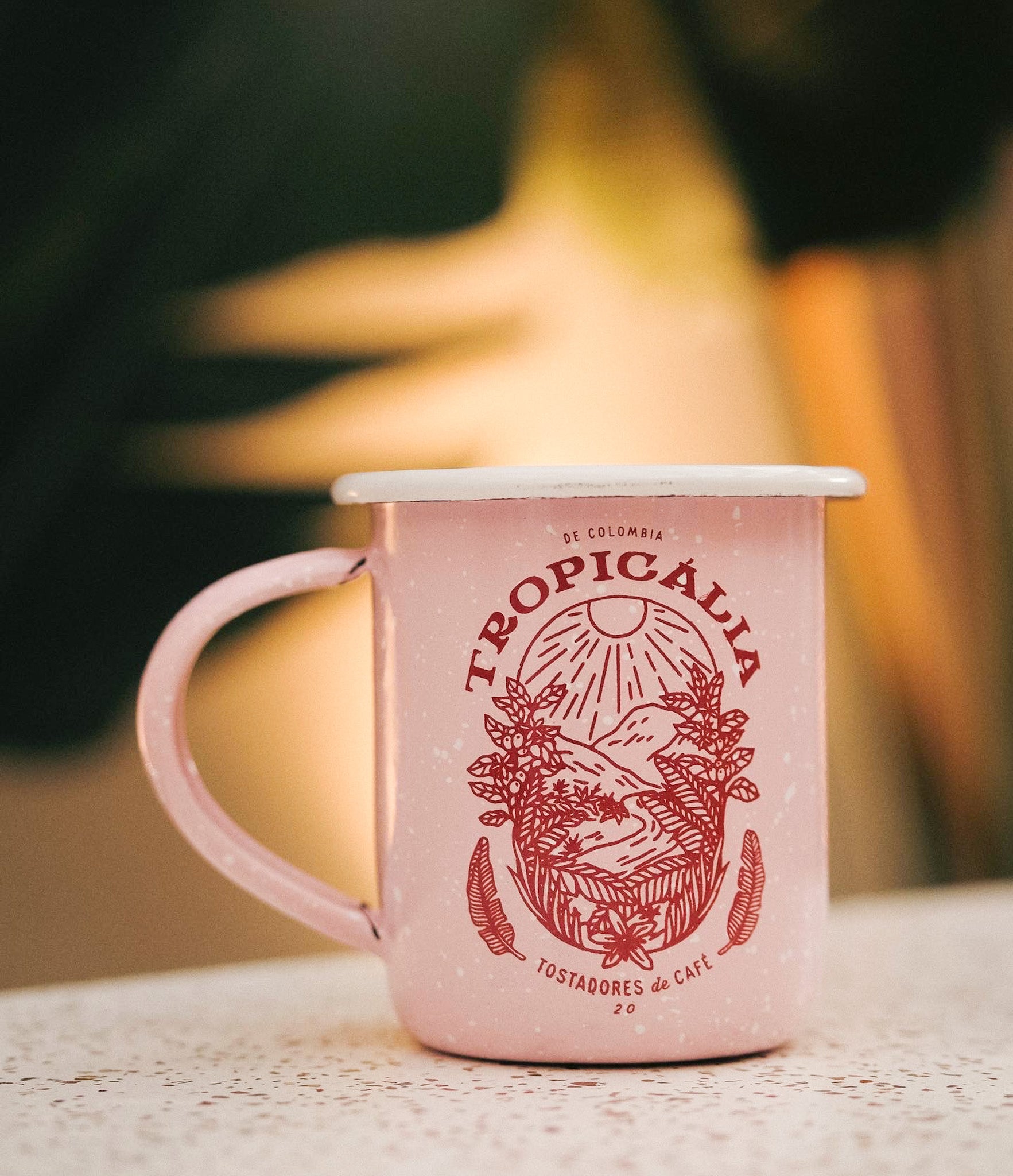 Taza peltre rosada jaspeada 300ml